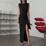 Side Slit Sleeveless Round Neck Maxi Dress