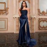 Sequin Sweetheart Gown with Dramatic Side Drape