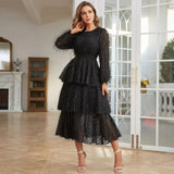 Tiered Fringe Midi Dress with Statement Balloon Sleeves