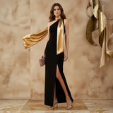 Sleek One Shoulder Maxi Dress with High Split
