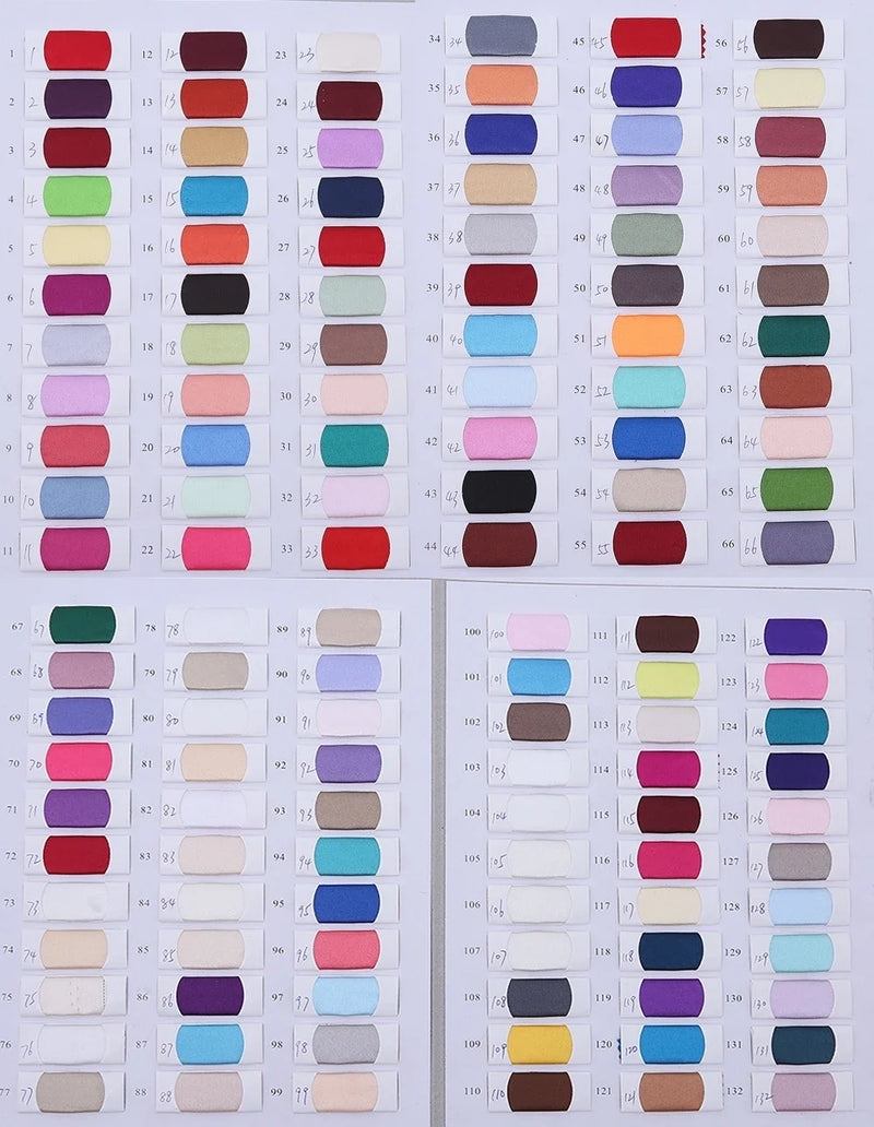 A wide array of colorful fabric swatches for Dream Designs Boutique gown customization.