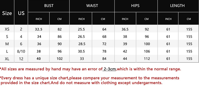 Size chart for AliExpress Metallic Satin One-Shoulder Mermaid Gown including bust, waist, and hips.