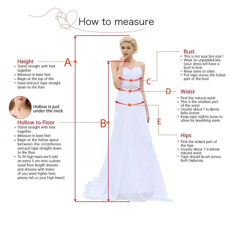 Measurement guide for a Floral Appliqué Tulle Bridal Gown from AliExpress.