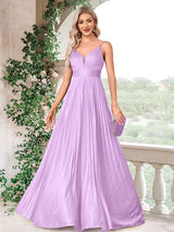 Flowing Chiffon A-Line Gown with Deep V-Neck