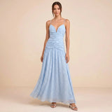 Tiered Spaghetti Strap Maxi Dress with Soft Ruching