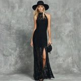 Slit Lace Sleeveless Maxi Dress
