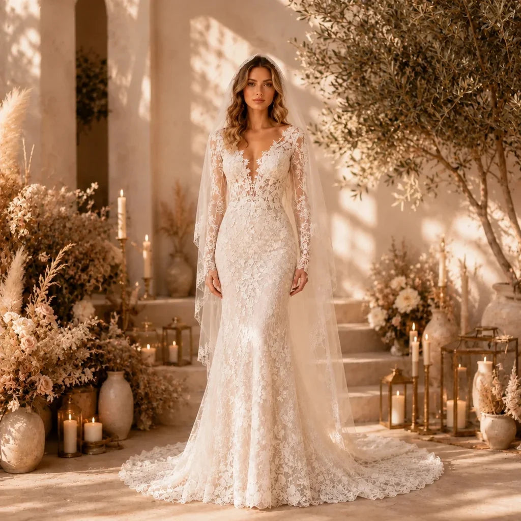 Wedding dress photo with watermark removal in progress